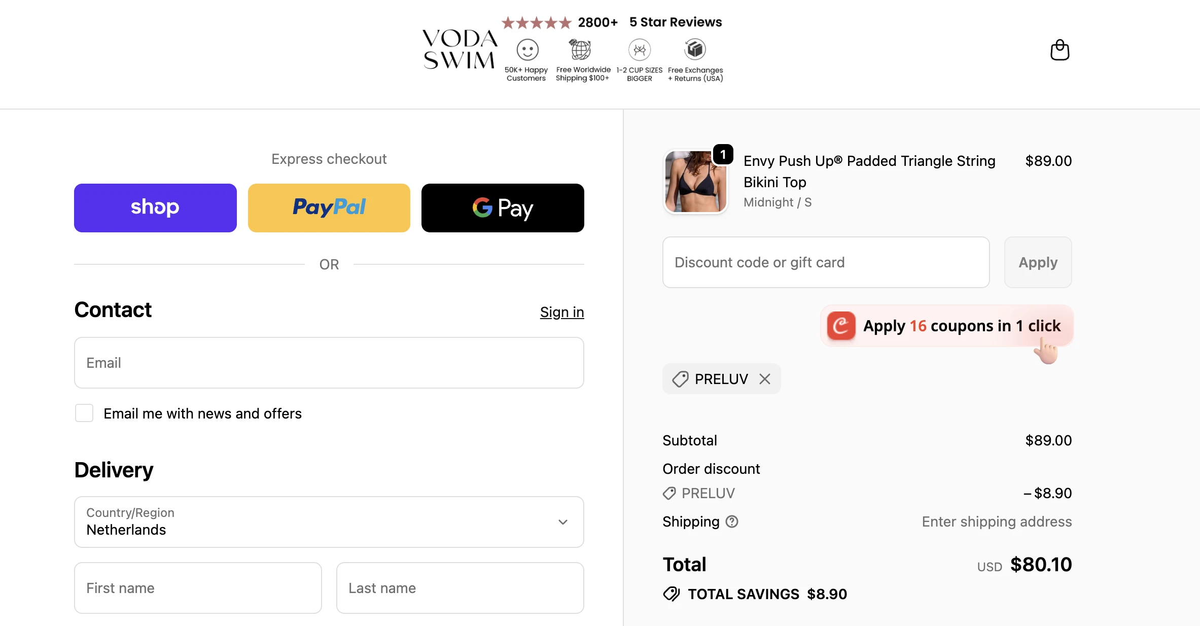 Use Discount Code PRELUV for 10% OFF Sitewide at vodaswim.com